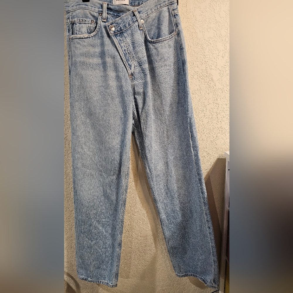 AGOLDE Criss cross High Rise Straight Leg Jeans Light Wash Size 26 Vintage Style